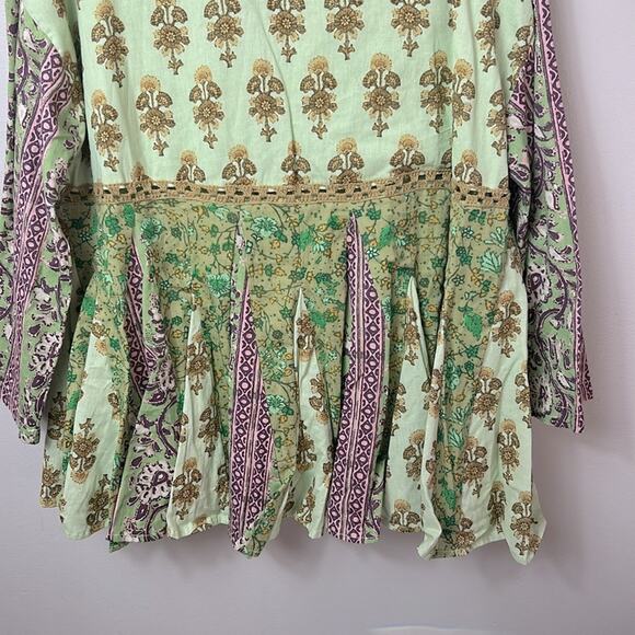 NEW Free People Hazy Baby printed boho swing mini dress tunic top in Sweet Mint - Picture 12 of 15